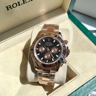 ROLEX Daytona 904L Steel Self-produced Movement Gold Bracelet Black with Rose Gold Watch